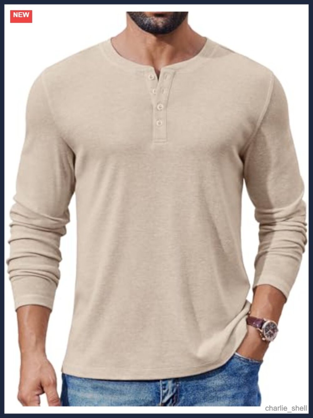 Men's Henley Long Sleeve T-Shirt 4-Button Casual Basic Pullover